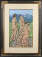 Les trois baigneuses by Béla Kádár, Pastel, sold Dec 2025