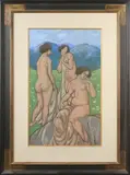 Les trois baigneuses by Béla Kádár, Pastel, sold Dec 2025