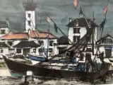 Vue de port by Richard le Cieux, 1963, Aquarelle signée en bas à gauche et datée, sold Oct 2026