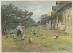La cour de ferme by Luigi Chialiva, Aquarelle, sold Sep 2026