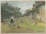 La cour de ferme by Luigi Chialiva, Aquarelle, sold Sep 2026