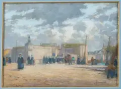 La ville close, Concarneau by Mathurin Janssaud, Pastel, sold Sep 2026