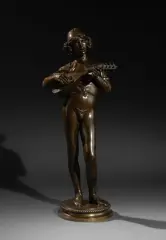 Joueur de mandoline by Paul Dubois, 1869, Épreuve en bronze à patine médaille, sold Sep 2026