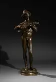 Joueur de mandoline by Paul Dubois, 1869, Épreuve en bronze à patine médaille, sold Sep 2026