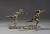 dit JOE DESCOMPS Bacchante fuyant un faune by Joseph Emmanuel Cormier, Épreuve en bronze à patine verte, sold Sep 2026