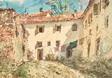 Cour de ferme près de l'Alhambra, à Grenade by Luigi Bazzani, Aquarelle sur papier, sold Sep 2026