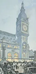 Voitures et passants devant la gare de Lyon, la nuit by Roger Broders, Gouache sur papier, sold Sep 2026