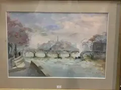Paris, vapeurs sur la Seine by Abel Gerbaud, Gouache, sold Oct 2026