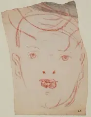 Visage de femme (recto), étude de nu de dos (verso), vers 1890 Dessin à la sanguine, double face, porte le timbre des initiales en bas à droite. A vue 28,5 x 22 by Édouard Vuillard, Pastel and drawings, Wolsey Fine Arts,Londres, sold Oct 2026
