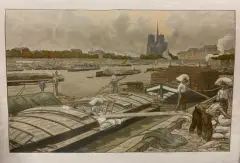 Notre Dame vue du quai d'Austerlitz, planche 13 de la série «LesPaysages Parisiens». 1900 by Henri Rivière, Lithographie en couleurs sur chine (à, sold Oct 2026