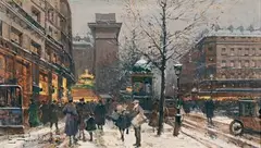 Porte Saint-Denis sous la neige by Eugène Galien-Laloue, Aquarelle et gouache, sold Jul 2026