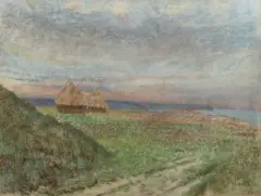 Les meules de pailles by Pierre Ernest Prins, Pastel sur papier, sold Oct 2026