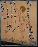 Femme nue cueillant des fleurs by André Domin, Aquarelle et gouache sur papier, sold Oct 2026