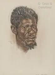 Portrait de Tshingaïyi, août 1953 by Marthe de Witte, Fusain et pastel sur papier, sold Sep 2026