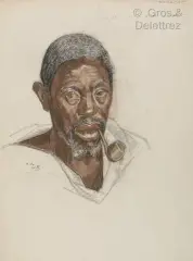 Portrait de Mihigo, Muhutu by Marthe de Witte, Fusain et pastel sur papier, sold Sep 2026