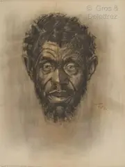 Portrait de Munigantamu, Muhutu by Marthe de Witte, Fusain et pastel sur papier, sold Sep 2026