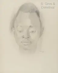 Portrait de Mihigo, Muhutu by Marthe de Witte, Fusain et pastel sur papier, sold Sep 2026