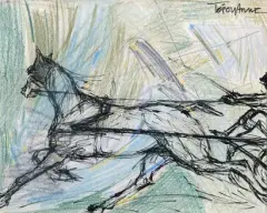 Cheval attelé by Lucille Terouanne, Pastel et encre de Chine, sold Sep 2026