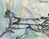 Cheval attelé by Lucille Terouanne, Pastel et encre de Chine, sold Sep 2026