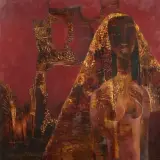 Femme au voile by Ho Huu Thu, Panneau en bois en laqué polychrome et or, sold Sep 2026