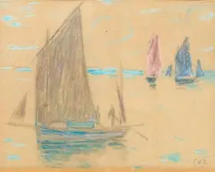 Régates by Georges d'Espagnat, Pastel sur papier encadré, sold Jun 2026