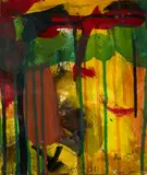 Composition abstraite by Jean-Paul Huftier, 1981, Gouache sur papier encadrée, sold Jun 2026