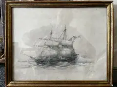 Voilier by Antoine Léon Morel-Fatio, Crayon noir Monogrammé en bas à droite, sold Oct 2026