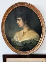 Portrait de femme de profil vers la gauche by Charles-Joseph Watellet, Toile marouflée sur panneau à vue ovale, sold Oct 2026