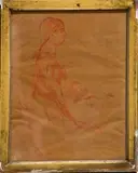 Jeannie Gobillard au piano (Etude pour la Sonate de Mozart) by Berthe Morisot, 1894, Sanguine sur papier calque Non signé Au revers du carton d'encadrement: - No, sold Apr 2026