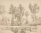 Les grands arbres et l'hôpital Cochin Un by Jan Peszke, Lavis d'encre sur trait de crayon, sold Jun 2026