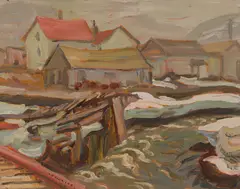 Foggy Day, Ste. Marthe, Gaspé by A. Y. Jackson, 1953, oil on board, sold May 2026