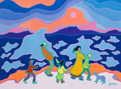 Floes Before the Wind by Ted Harrison, 1982, acrylic on canvas, sold May 2026