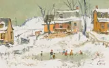 Little Hockey Players by John Caruthers Little, oil on canvas board, sold May 2026