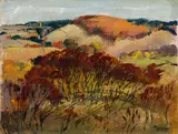 Landscape by Walter Yarwood, 1940, oil on canvas board, sold May 2026