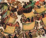 Market Day by Sybil Andrews, linocut in 5 colours, sold May 2026