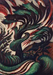 Storm by Sybil Andrews, linocut in 4 colours, sold May 2026