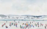Skaters No. 3 by Molly Joan Lamb Bobak, watercolour on paper, sold May 2026