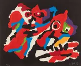 Couple in the Night by Karel Appel, 1977, woodcut in colours with carborundum on wove paper, sold Apr 2026