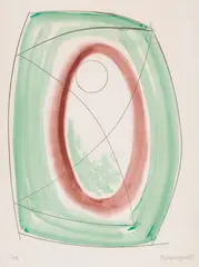 November Green (Opposing Forms series) by Barbara Hepworth, screenprint on paper, sold Apr 2026