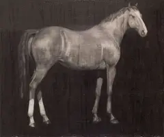 White Horse by Joe Andoe, oil on canvas, sold Apr 2026