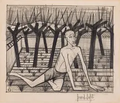 Étude pour La Passion du Christ by Bernard Buffet, charcoal and graphite on paper, sold Apr 2026