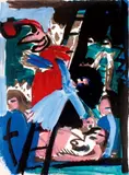 Kreuzabnahme by Karl Horst Hödicke, 1984, Gouache über Farblithographie auf Velin, sold Nov 2009