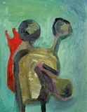 Soft Green Abstraction by George Condo, 1983, Öl auf Leinwand, auf Karton aufgezogen, sold Nov 2009