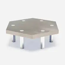 Prototype Titanium Blue coffee table by Jonathan Nesci, 2008, titanium, aluminum, lacquered wood, sold Jun 2023