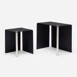 STL tables, set of two by Jonathan Nesci, 2012, powder-coated aluminum, nickel-plated steel, sold Jun 2023