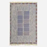 Salerno flatweave carpet by Barbro Nilsson, c. 1955, hand-woven wool, sold Jun 2023