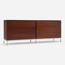 Cabinet by Florence Knoll, rosewood, chrome-plated steel, sold May 2023
