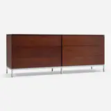 Cabinet by Florence Knoll, rosewood, chrome-plated steel, sold May 2023