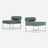 Lounge chairs, pair by Harvey Probber, c. 1965, cowhide, aluminum, sold May 2023