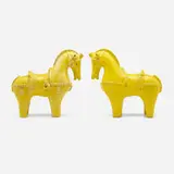 Horses, pair by Aldo Londi, c. 1970, glazed earthenware, sold May 2023